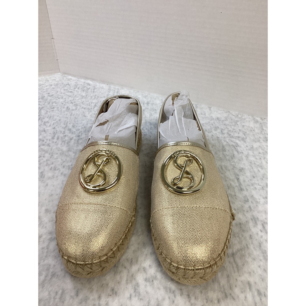 Sam and Libby Celeste 2 Gold Metallic Espadrille Flats‎ Size 9.5 Chevron Slip On